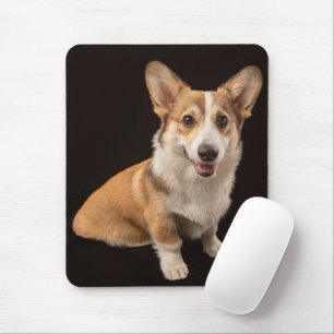 Tapis De Souris Animaux de bébés cutest Corgi Portrait sur Noir