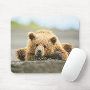 Tapis De Souris Animaux de bébés cutest Cub d'ours Brown côtier