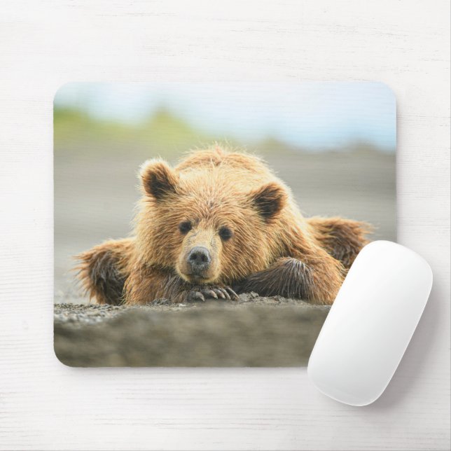 Tapis De Souris Animaux de bébés cutest | Cub d'ours Brown côtier (Avec souris)