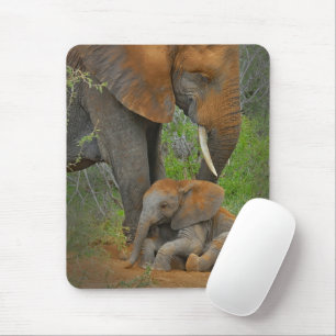 Tapis De Souris Animaux de bébés cutest Mama Elephant & Baby