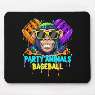 Tapis De Souris Animaux de fête drôles singe de baseball été amusa