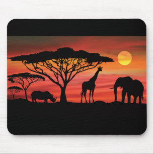 Tapis De Souris Animaux et couchers de soleil africains