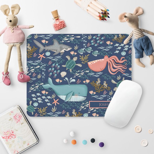 Tapis De Souris Animaux marins sous le nom de mer Monogramme (Créateur téléchargé)