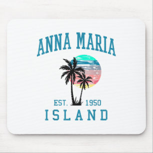 Tapis De Souris Anna Maria Island Floride Plage Vintage Palmiers