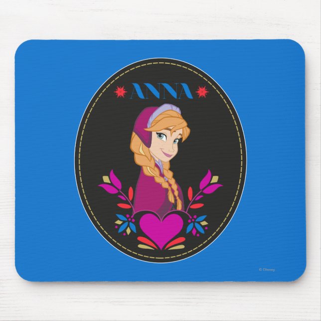 Tapis De Souris Anna | Portrait en cercle noir (Devant)
