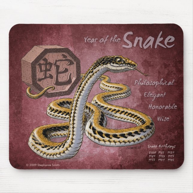 Tapis De Souris Année chinoise de zodiaque de l'art de serpent (Devant)