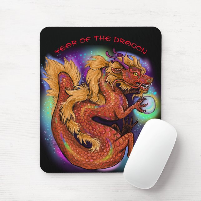 Tapis De Souris Année chinoise du zodiaque du dragon 2024 (Avec souris)