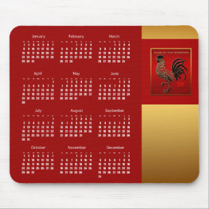 Tapis De Souris Année du coq 2017 Calendrier Mousepad 2