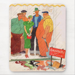Tapis De Souris Années 1930 braves hommes et jolie dame