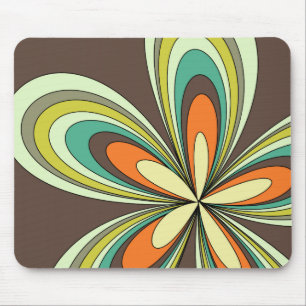 Tapis De Souris Années 60 super les années 70 Hippie Fleur Brown R