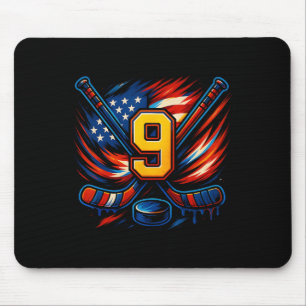 Tapis De Souris Anniversaire 9 ans Hockey sur glace Garçons Neuf H