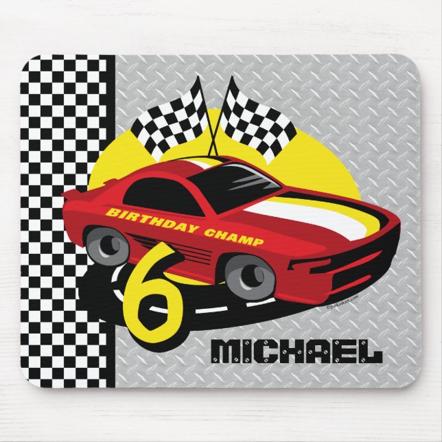 Tapis De Souris Anniversaire Mousepad de voiture de course 6ème (Devant)