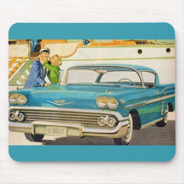 Tapis De Souris annonce bleue d'impala des années 1950 (Devant)