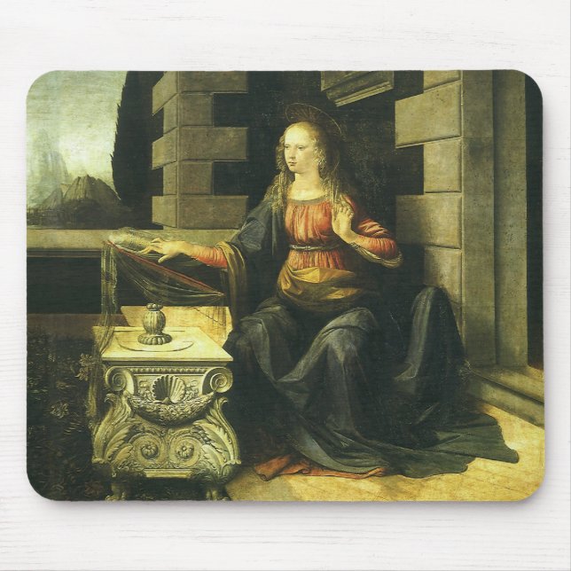 Tapis De Souris Annonciation du Seigneur par Léonard de Vinci (Devant)