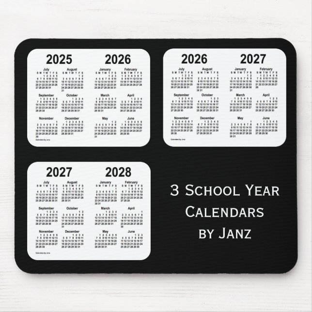 Tapis De Souris Annuaires de l'année scolaire du néon noir 2025-20 (Devant)