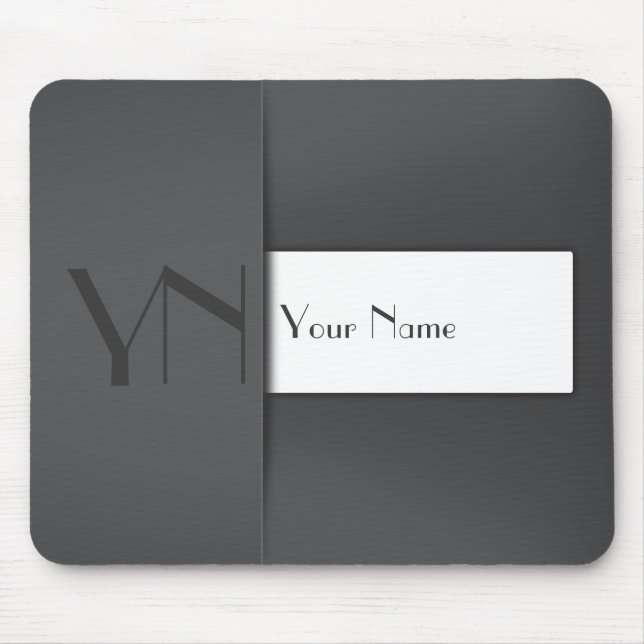 Tapis De Souris Anthracite gris moderne Nom du monogramme - Mousep (Devant)
