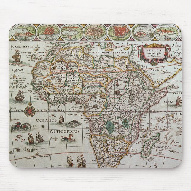 Tapis De Souris Antique carte de l'Afrique du Vieux Monde par Blae (Devant)