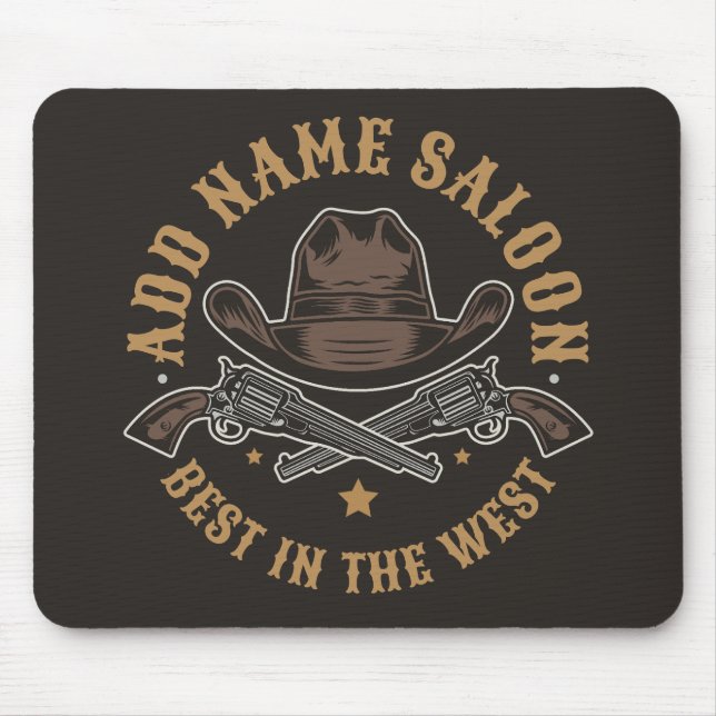 Tapis De Souris Antique Cowboy Guns AJOUTER NOM Old Wild West Salo (Devant)