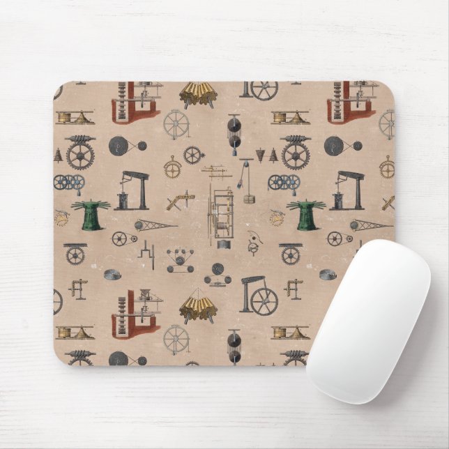 Tapis De Souris Antique Ingénierie Mécanique Motif scientifique (Avec souris)