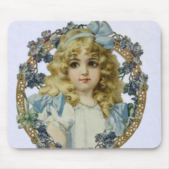 Tapis De Souris Antique Petite fille Portrait enfant Beau (Devant)