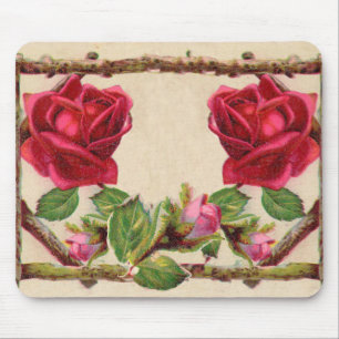 Tapis De Souris Antique victorienne vintage ancienne rose rustique
