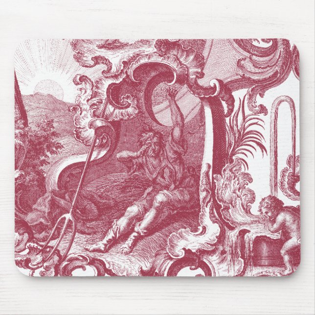Tapis De Souris Antiquité française élégante Red Toile de Jouy de (Devant)