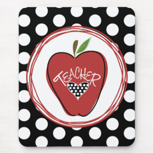 Tapis De Souris Apple et professeur rouges Mousepad de pois