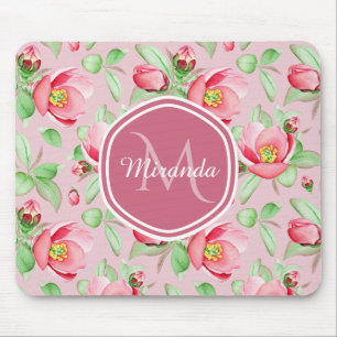 Tapis De Souris Apple rose doux fleurissent floral avec le