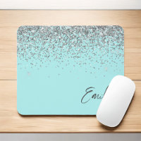 Aqua bleu Turquoise Parties scintillant argent Mon