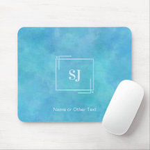 Aqua Blue Aquarelle Abstraite Monogramme Mousepad