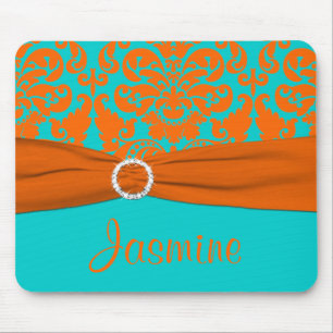 Tapis De Souris Aqua et damassé orange Mousepad