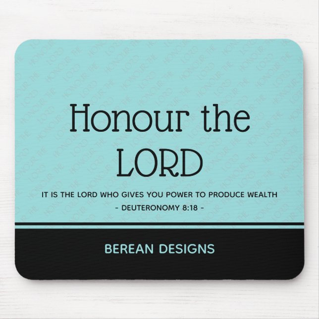 Tapis De Souris Aqua moderne Honorer Le Seigneur Custom Christian (Devant)