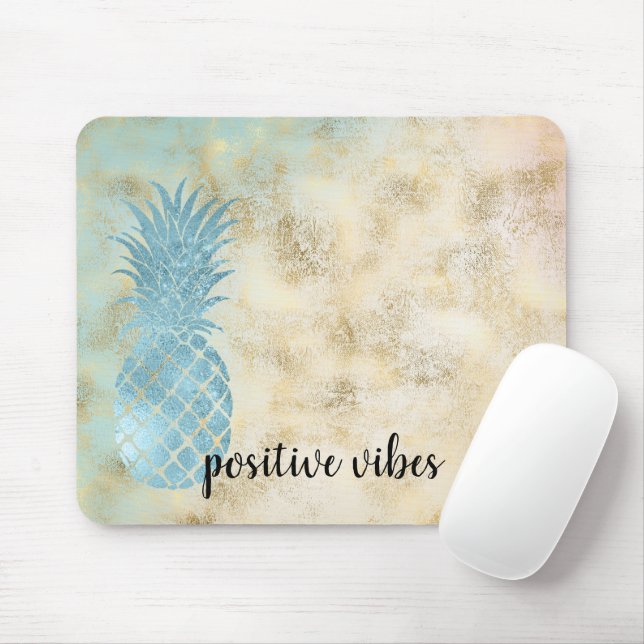 Tapis De Souris Aqua Pineappa Gold Grunge (Avec souris)