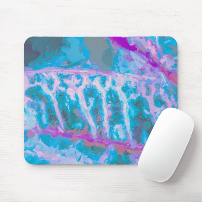 Tapis De Souris Aquarelle Abstraite bleu rose moderne (Avec souris)