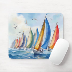 Tapis De Souris Aquarelle Artwork Voilier Regatta