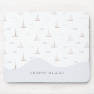 Tapis De Souris Aquarelle Bateaux à voile garçon/fille