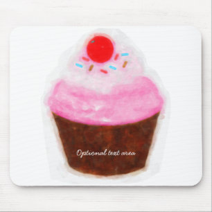 Tapis De Souris Aquarelle Big Cupcake & Cherry Personnalisée