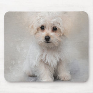 Tapis De Souris Aquarelle blanche pour chiot Terrier pour Amoureux