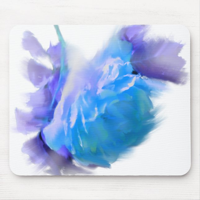 Tapis De Souris Aquarelle bleue rose bleu fleur bleu floral (Devant)