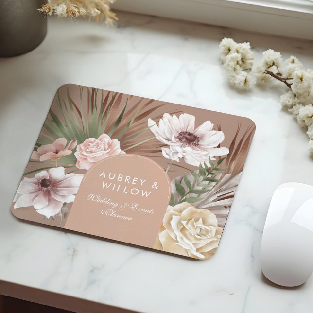 Tapis De Souris Aquarelle bohème chic moderne Boho Florals Arch (Modern Chic Bohemian Watercolor Boho Florals Arch Mouse Pad)