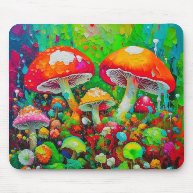 Tapis De Souris Aquarelle Champignons Abstraits (Devant)
