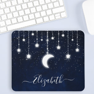 Tapis De Souris Aquarelle Ciel Céleste Lune Étoiles Éclairage 