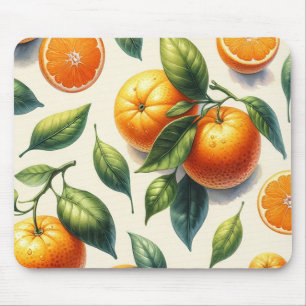 Tapis De Souris Aquarelle Citrus Orange Feuille Mariage