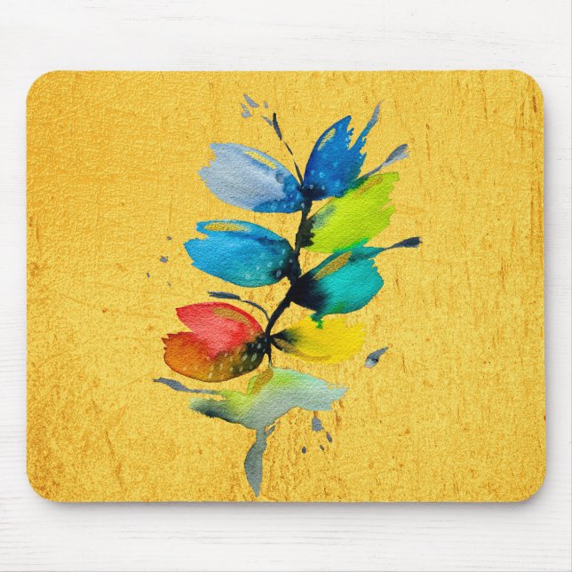 Tapis De Souris Aquarelle colorée lâche abstraite florale (Devant)