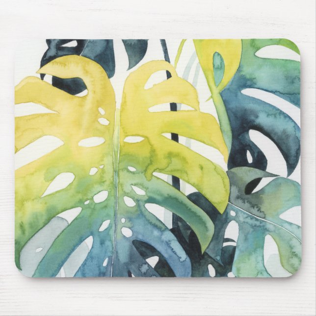 Tapis De Souris Aquarelle Coucher de soleil Palm Tree Feuilles (Devant)