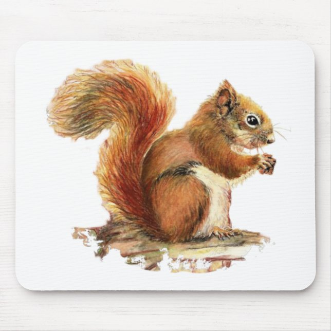 Tapis De Souris Aquarelle Cute Écureuil rouge Nature animale (Devant)