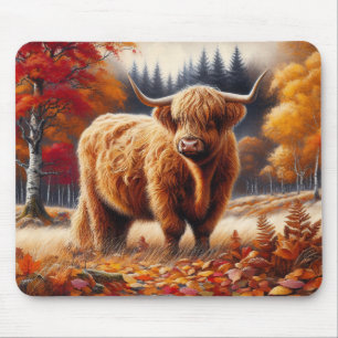 Tapis De Souris Aquarelle d'automne de la vache Highland