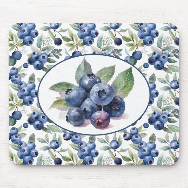 Tapis De Souris Aquarelle de bleuets mignons (Devant)