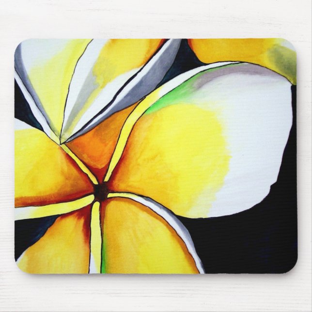 Tapis De Souris Aquarelle de fleur Frangipani peinture d'art origi (Devant)
