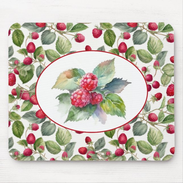 Tapis De Souris Aquarelle de framboises mignonnes (Devant)